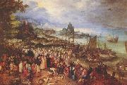 Jan Brueghel Sea port with the lecture of Christ oil painting reproduction